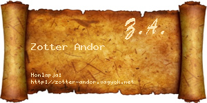 Zotter Andor névjegykártya